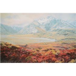 Color print entitled “September in Alaska” by  Charlen Jeffery approx. 18” x 25” overall  showing an