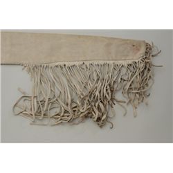 Soft hide fringed rifle scabbard of modern  construction approx. 52” long in overall good  condition