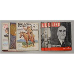 Misc. lot of 1930’s and 1940’s Life  magazines, early Saturday Evening Posts,  etc.; May 16, 1972 Sa