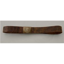 German WW I leather military belt with brass  buckle in overall fair + condition.   Est.:   $40-$80.
