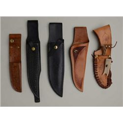 Bonanza lot of approx. 40 leather knife  sheaths including desirable makers like  Randall, Levine,  
