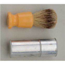 Badger hair shaving brush with metal case in  overall very good condition, circa  1930’s-50’s.  Est.