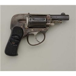 Interesting European unmarked hammerless DA  revolver 7.65mm cal., 2” octagon barrel, blue  and case