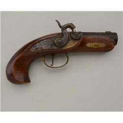 Reproduction modern percussion large frame  blackpowder derringer, .50 cal., brown and  case hardene