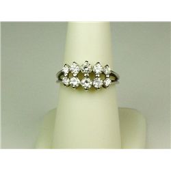 Dazzling 14 karat white gold ladies vintage  design ring set with 10 round brilliant cut  diamonds w