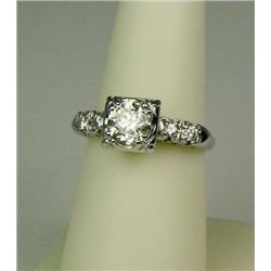Superb 14 white gold ladies antique/vintage  ring set with a round brilliant cut diamond  weighing 1
