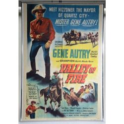 Original movie poster for western classic  "Valley of Fire" starring Gene Autry, 1954  copyright, nu
