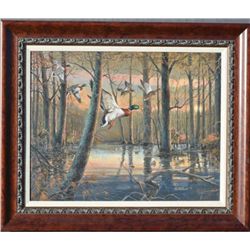 Original oil painting on canvas signed lower  right RJ McDonald approximately 24” x 30”.  Portrays a