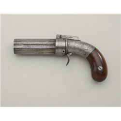Allen & Thurber 6-shot pepperbox pistol, .31  cal., 3-1/2” barrels, wood grips, #305. This  gun is i