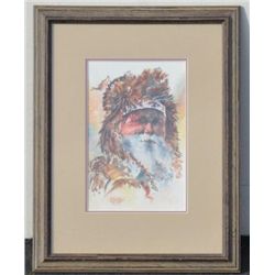 Original watercolor on paper signed lower  left M. Beeman and dated 1983. Approximately  11 inches i