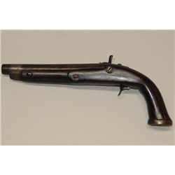 19th century assemblage of associated musket  and pistol parts possibly rural American. The  pistol 