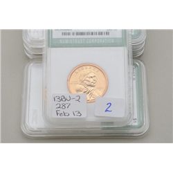 Lot of 5 brilliant uncirculated Sacajawea  2002 Philadelphia mint uncirculated coins in  Numitrust C