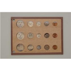 Lot of 1953 dated US coinage 3 Franklin half  dollars ,3 quarters ,3 dimes, 3 Nickels, and  three pe