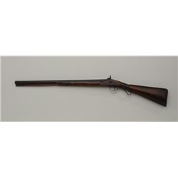 Percussion single shot shotgun, lockplate  marked “Patrick”, 12 gauge, 25” barrel,  checkered wood s
