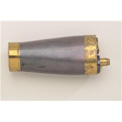 High quality European powder flask with cap  compartment and ball compartment, circa 1830  to 1860, 