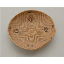 Older woven Indian basket approx. 10” in  diameter in overall very good condition with  very good ri