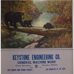 Original color advertising calendar for  Keystone Engineering Company, General Machine  Work, Los An