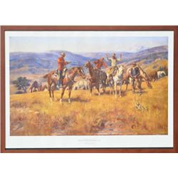 Framed quality color print by the Buffalo  Bill Historical Center of noted artist  Charles Russell’s