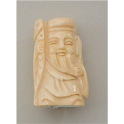 Bone carved netsuke of old wise man nicely  accomplished.  Est.:  $75-$150.