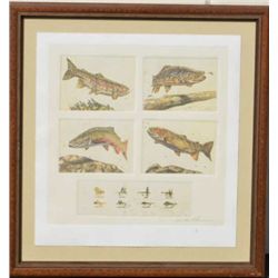 Framed color etching on heavy rag paper, hand  signed (appears to be Wil Stilham) showing  four sepa