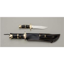 Frost Cutlery 3 knife set in one sheath in  like new condition; large knife is approx.  13-1/2 overa