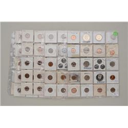 100 collectors coins in dealer display cards  mostly pennies with some half dollars and  three 1943 