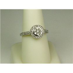 Stylish 10 karat white gold ladies ‘HALO’  design ring set with 34 round diamonds  weighing approx. 