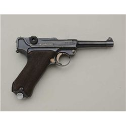 DWM 1920 Luger with 1916 and 1920 chamber  dates, #1566a, 9mm, checkered walnut grips,  with matchin