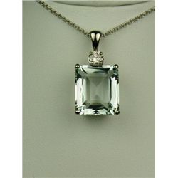 Gorgeous 14 karat white gold ladies handmade  necklace set with a fine Emerald cut  Aquamarine weigh