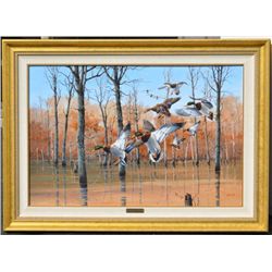 Excellent original oil painting on canvas  signed lower right Crowe. Titled “Bob’s  Brake” by Philip