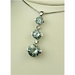 Elegant 14 karat yellow gold ladies necklace  set with three graduating Aquamarines  weighing approx
