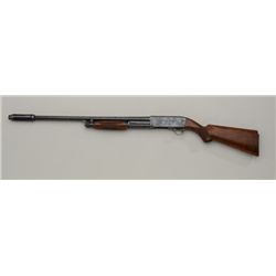 Ithaca 37, #34486, 12Ga., 22 1/2" barrel with  Cutts compensator added, blue finish with  checkered 