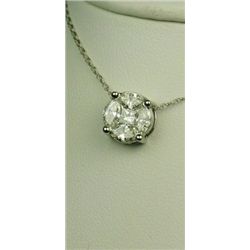 Unique 14 karat white gold ladies custom made  necklace set with 4 matching MQ cut diamonds  and one