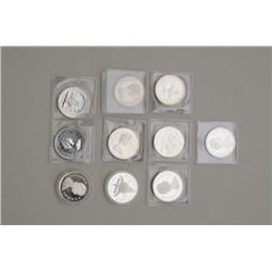 Bag lot of 10 different gem proof graded  Canadian silver dollars dates back to 1970s.  Est. $100-$3