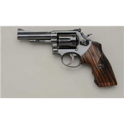 Smith & Wesson Model 15-3 DA revolver, .38  cal., blue finish, custom checkered wood  grips, #K98060