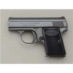 Belgian-made Baby Browning semi-auto pistol,  6.35mm cal., #263558, blue finish, checkered  black gr