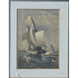 Antique steel engraved hand colored print  entitled winning yacht by Davidson.  Approximately 24” x 