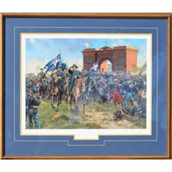 Large print entitled "Cemetery Hill and  battle of Gettysburg July 1, 1863" by Don  Trelawney. Measu