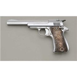 Star Sport Model semi-auto pistol, .22 cal.,  6” barrel, stainless steel, engraved steel  Mexican gr