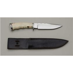 Beautifully accomplished custom Cheatham  (Phoenix, AZ) knife and leather shealth,  approx. 11” over