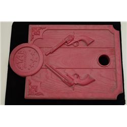 Pair of panels from a carnival shooting  gallery, each approx. 26” x 18”, one maroon  in color, the 
