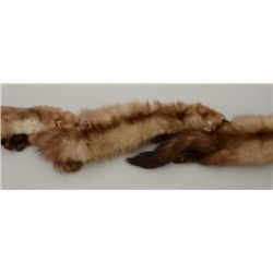One vintage mink stole by Saks Fifth Avenue   3pelts head and feet mink fur stole light  brown and a