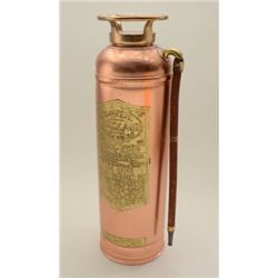 Antique copper and brass fire extinguisher  made by Quick Aid, approx. 24” in height and  in overall