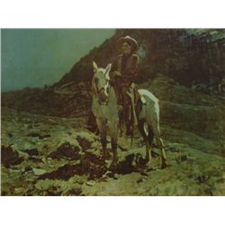 Color print entitled “Contemplating” by famed  Western artist Frank Tenney Johnson, from  the Johnso
