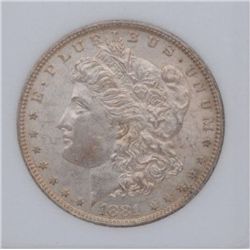 1881-O US Morgan dollar graded MS 66 by  National Numistrust  Certification grading  service. Est. $
