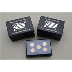 Quarters of the 50 states in five pack  uncirculated sets.  Est. $50-$150.