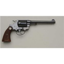 Colt Police Positive DA revolver, .38 Special  cal., 6” barrel, blue finish, checkered  medallion gr