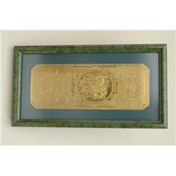 Framed pair of stamped brass plaques, one for  the Colts Armory, the other Wells Fargo  Company Stag