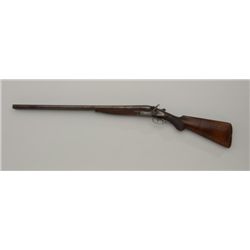 12 GA DOUBLE BBL HAMMER SHOTGUN. BIRMINGHAM  PROOFED WITHOUT MAKERS NAME JUST MARKED “REAL  DAMASCUS