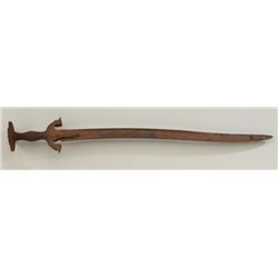 Tulwar short sword approx. 28” overall with  an approx. 23” blade; entire sword displays  an even co